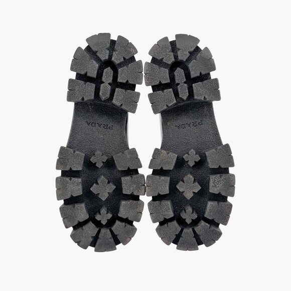 Prada Monolith Chelsea Ankle Boots Size 41 US 11 Black Leather Lug Sole Combat - Picture 13 of 15